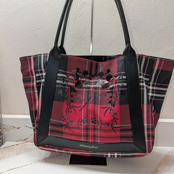 Victoria's Secret Handbags - Victoria's Secret limited edition plaid floral tote. EUC!